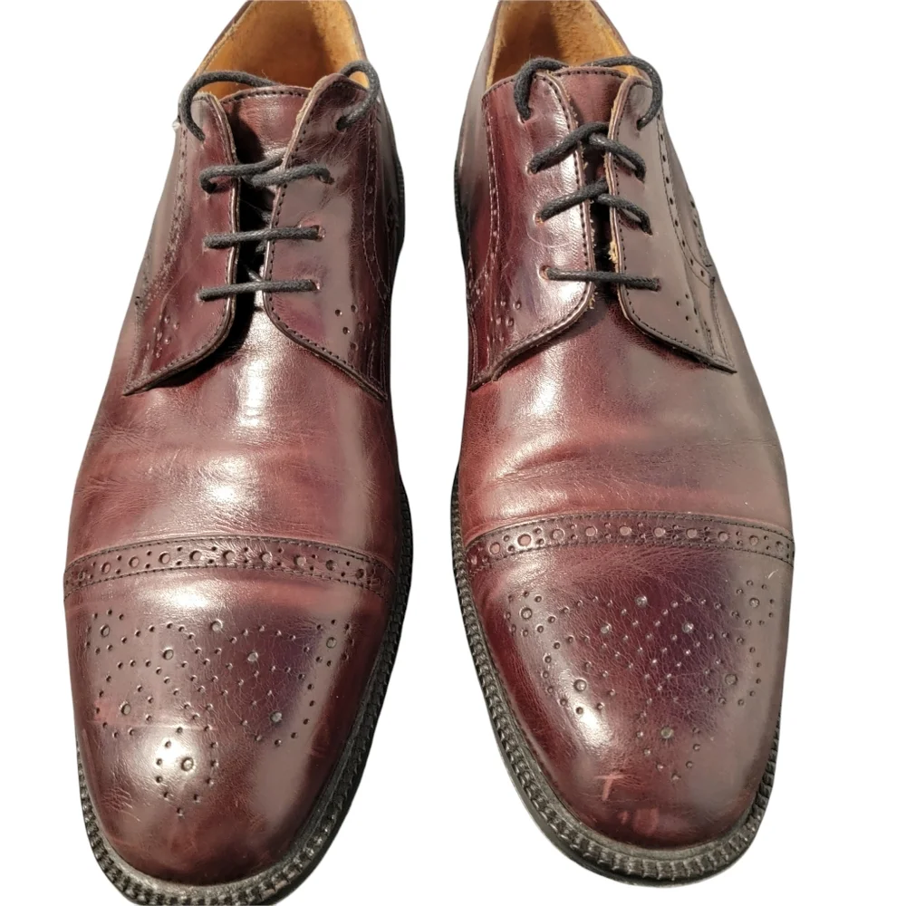Johnston & Murphy Mens 8503 Dark Brown Leather‎ Cap Toe Oxfords Shoes Size 9.5 M